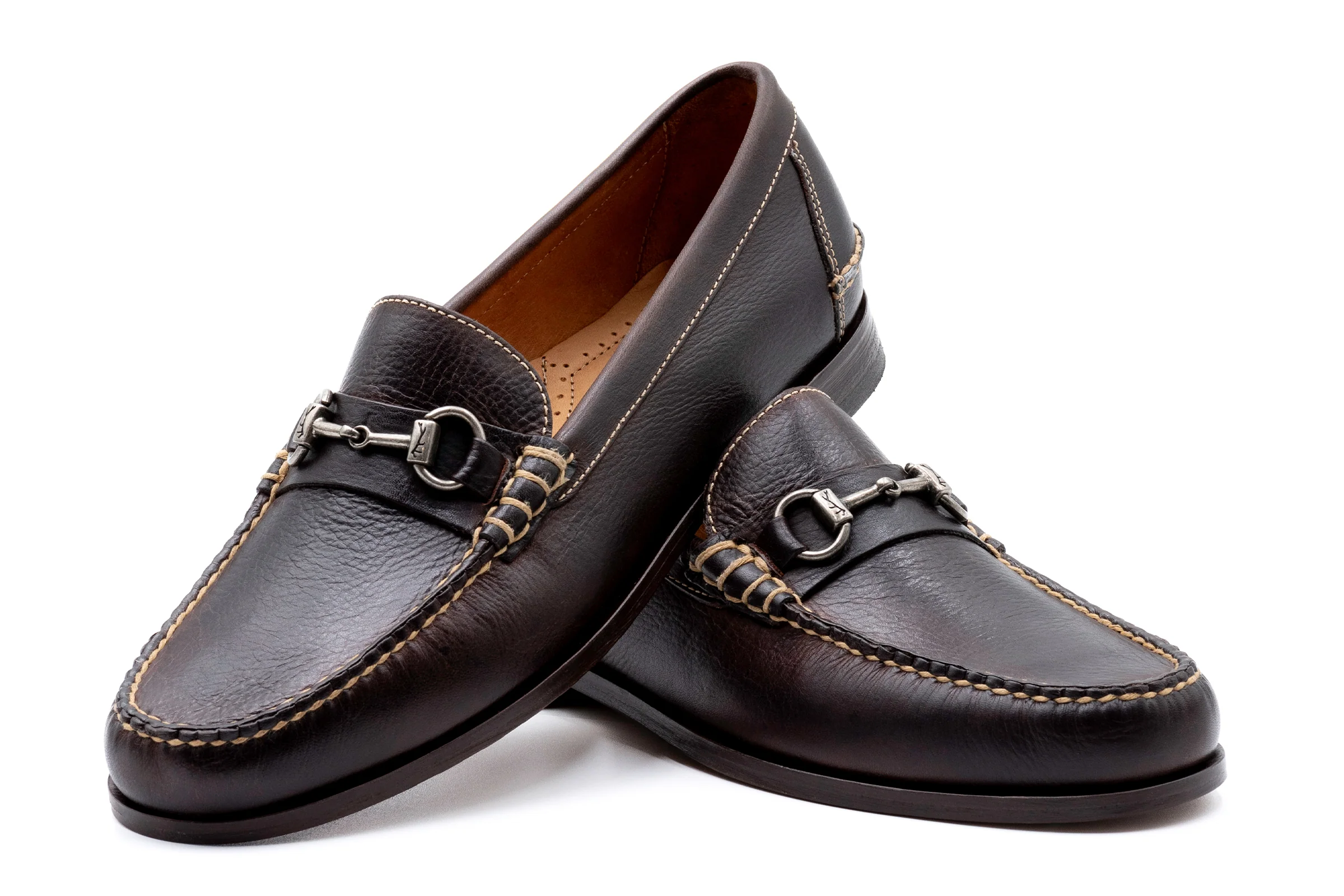 All American Saddle Leather Horse Bit Loafers - Walnut - Image 3