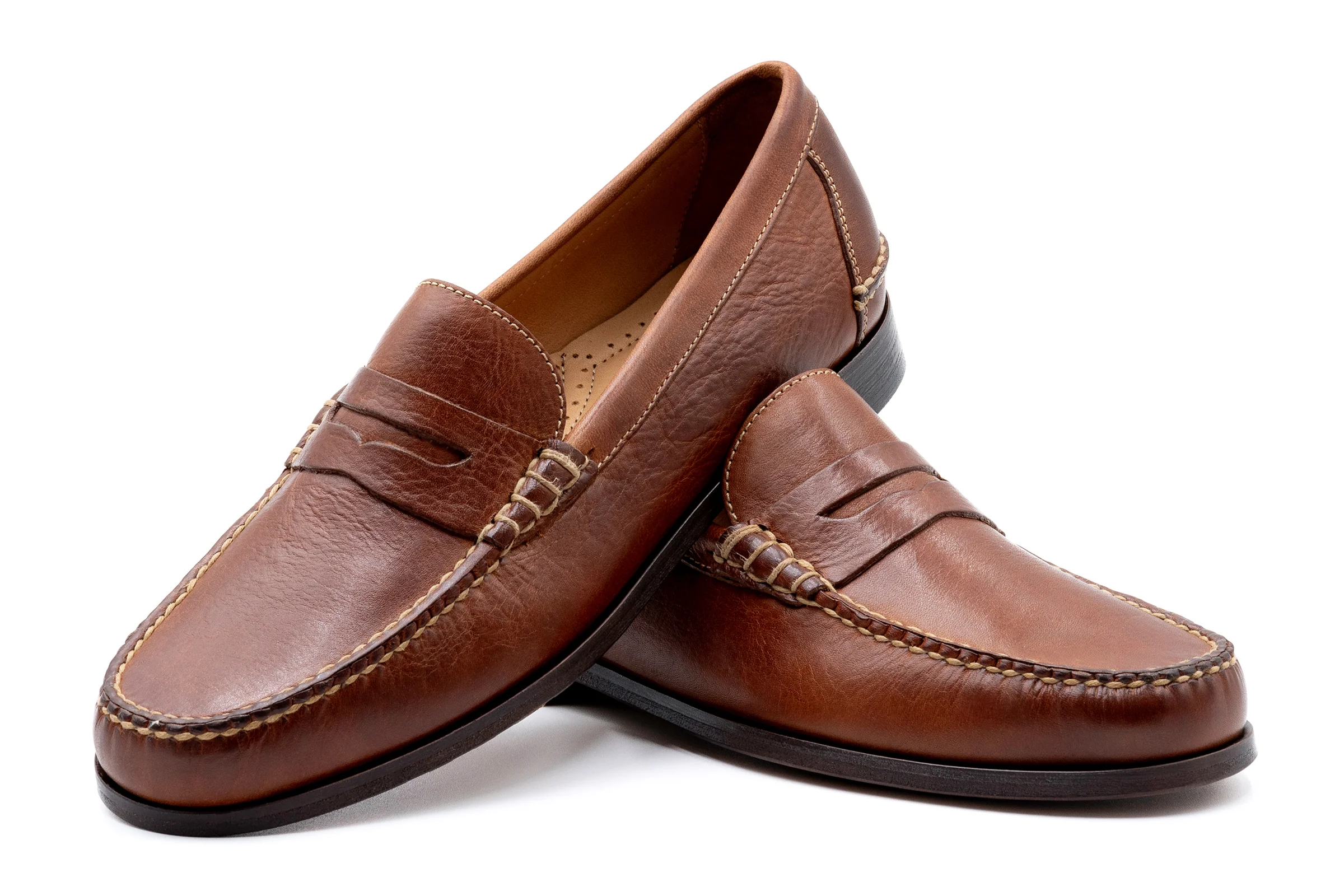 All American Saddle Leather Penny Loafers - Chestnut - Image 4