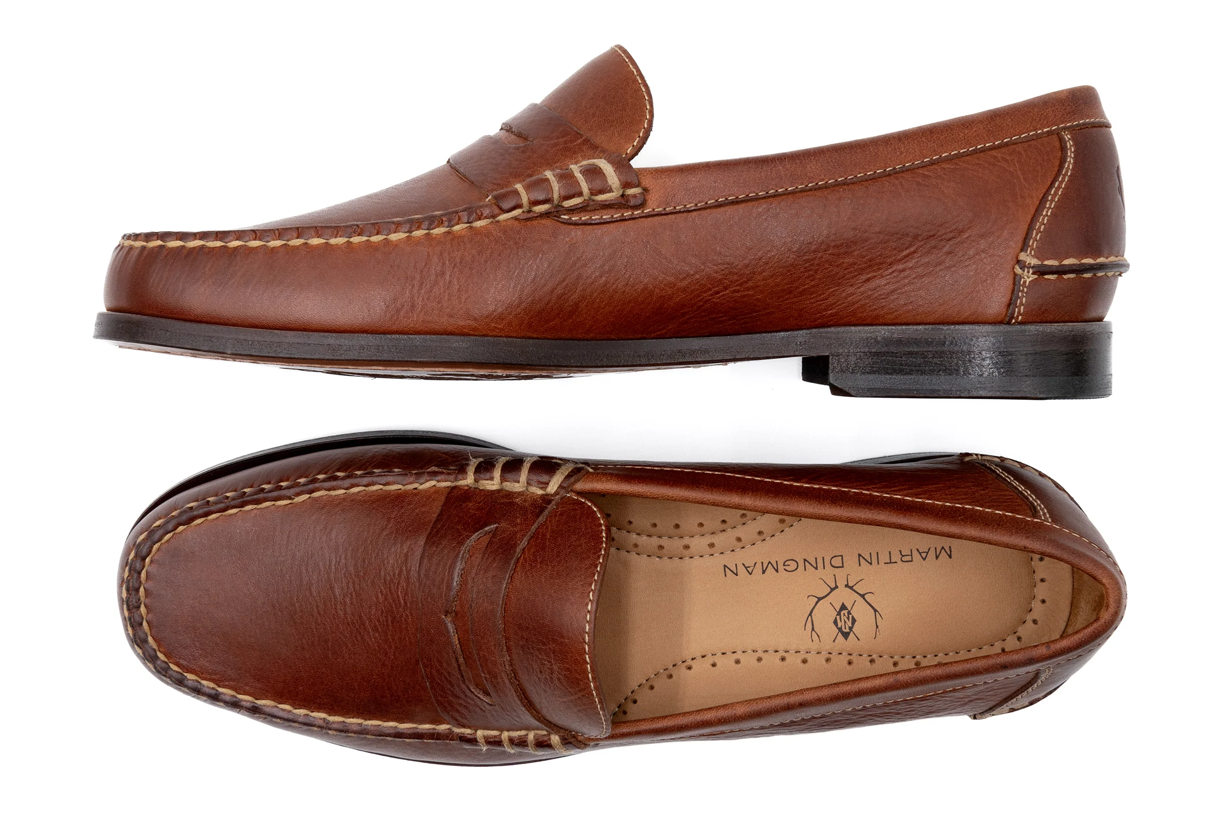 All American Saddle Leather Penny Loafers - Chestnut - Image 6