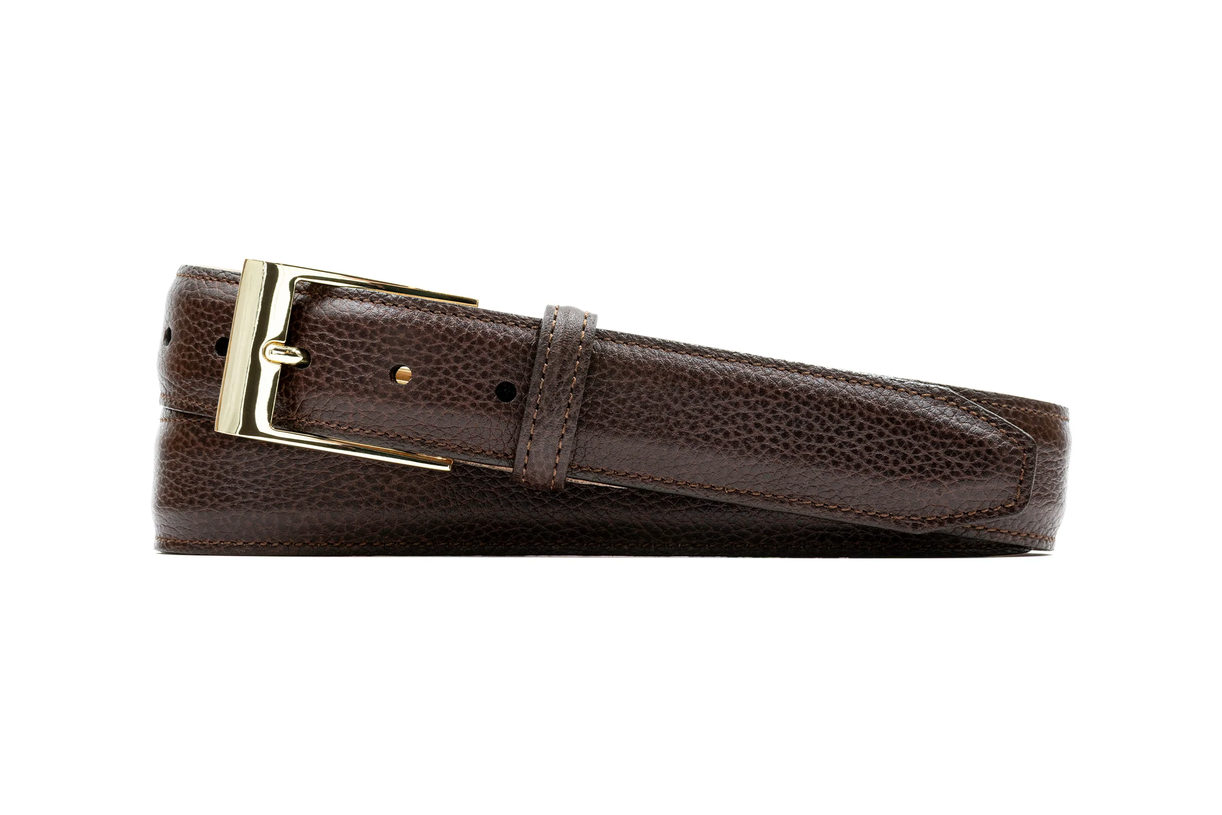 Delaney 2 Buckle Scotch Grain Belt - Dark Brown - Image 3