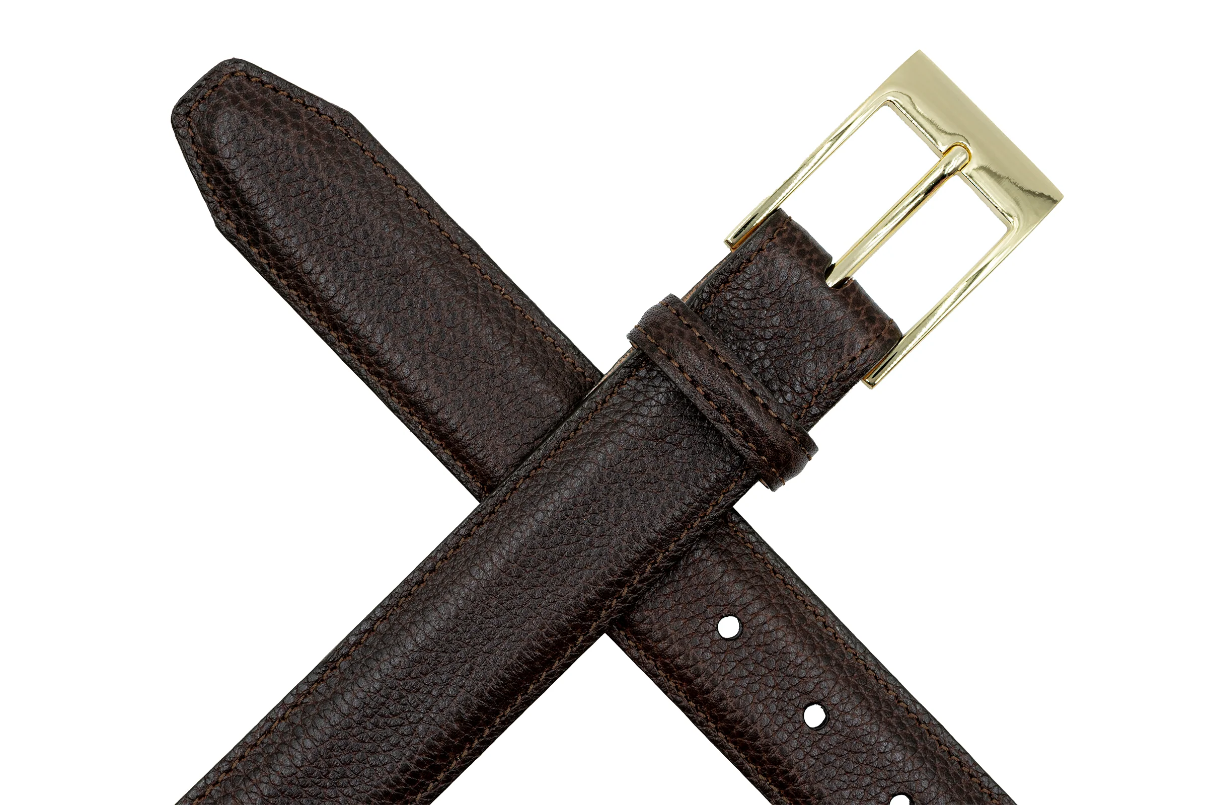 Delaney 2 Buckle Scotch Grain Belt - Dark Brown - Image 4