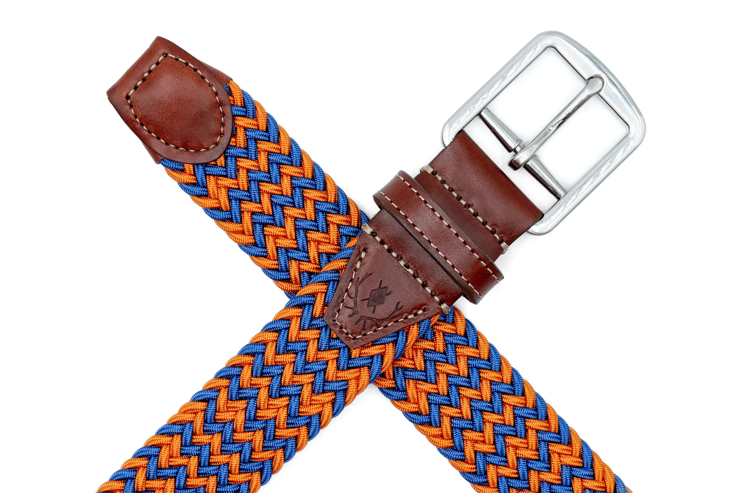 Collegiate Newport Woven Italian Rayon Elastic Belt - Blue/Orange - Image 3