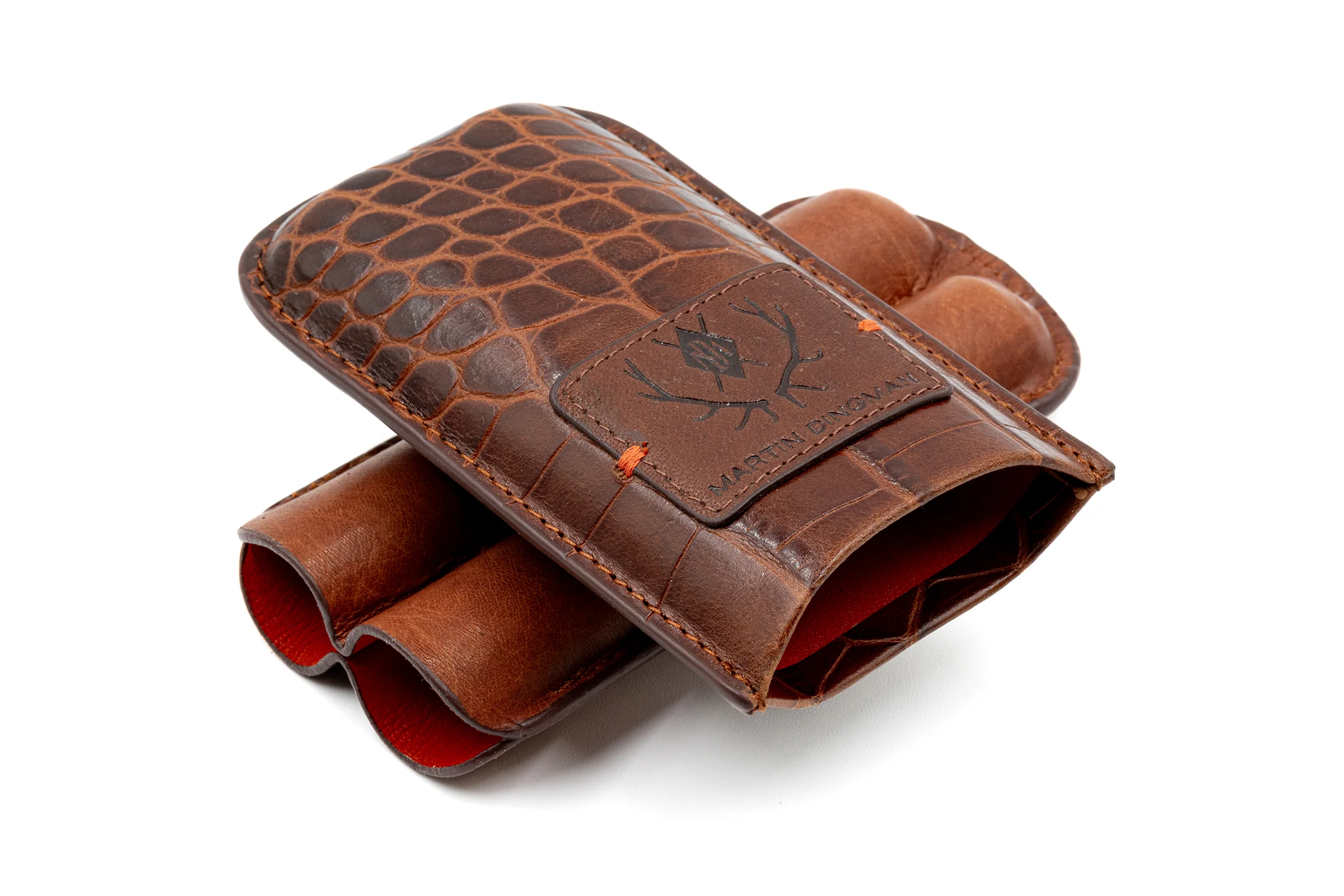 Havana Alligator Grain Cigar Case - Brown - Image 3