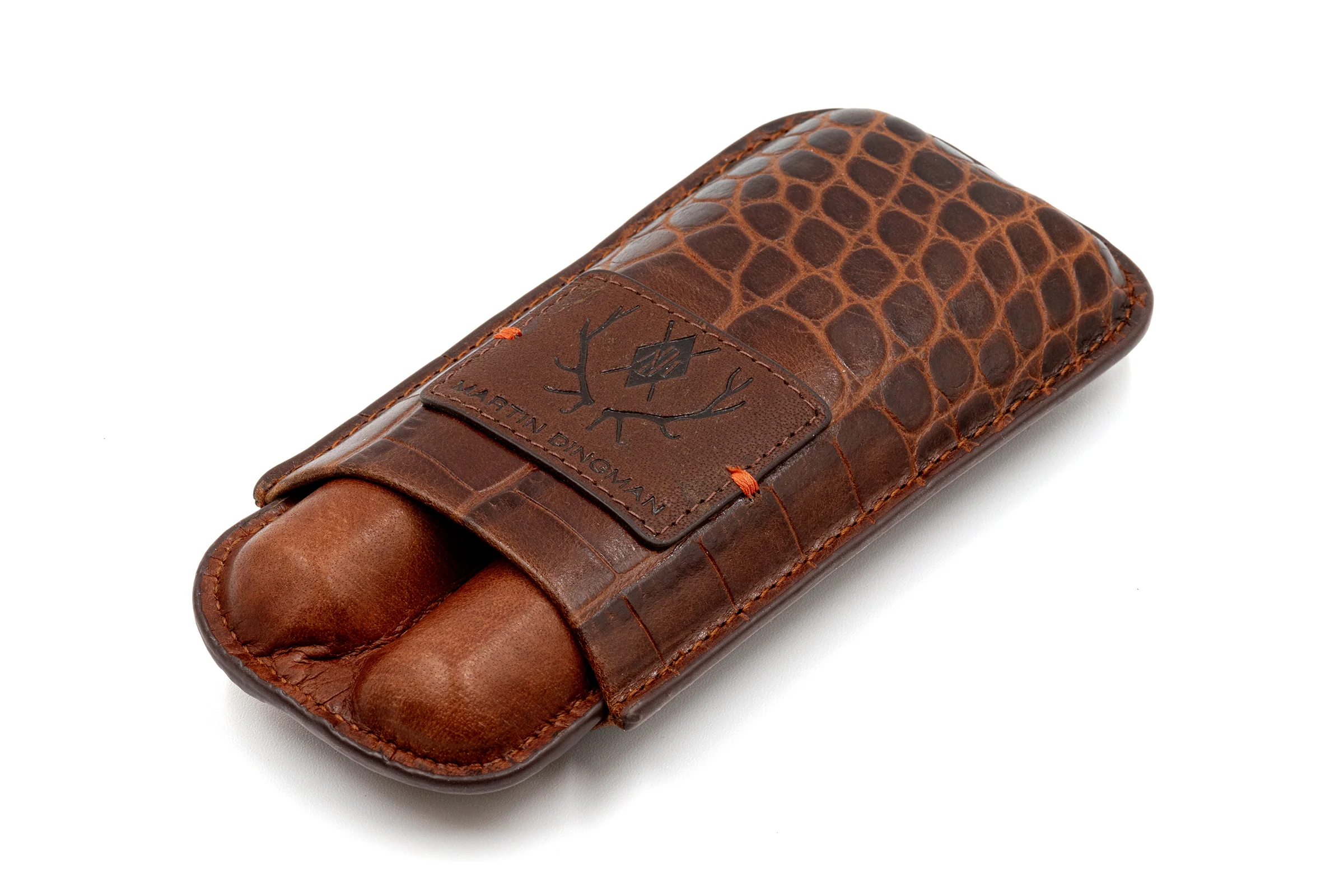 Havana Alligator Grain Cigar Case - Brown - Image 4