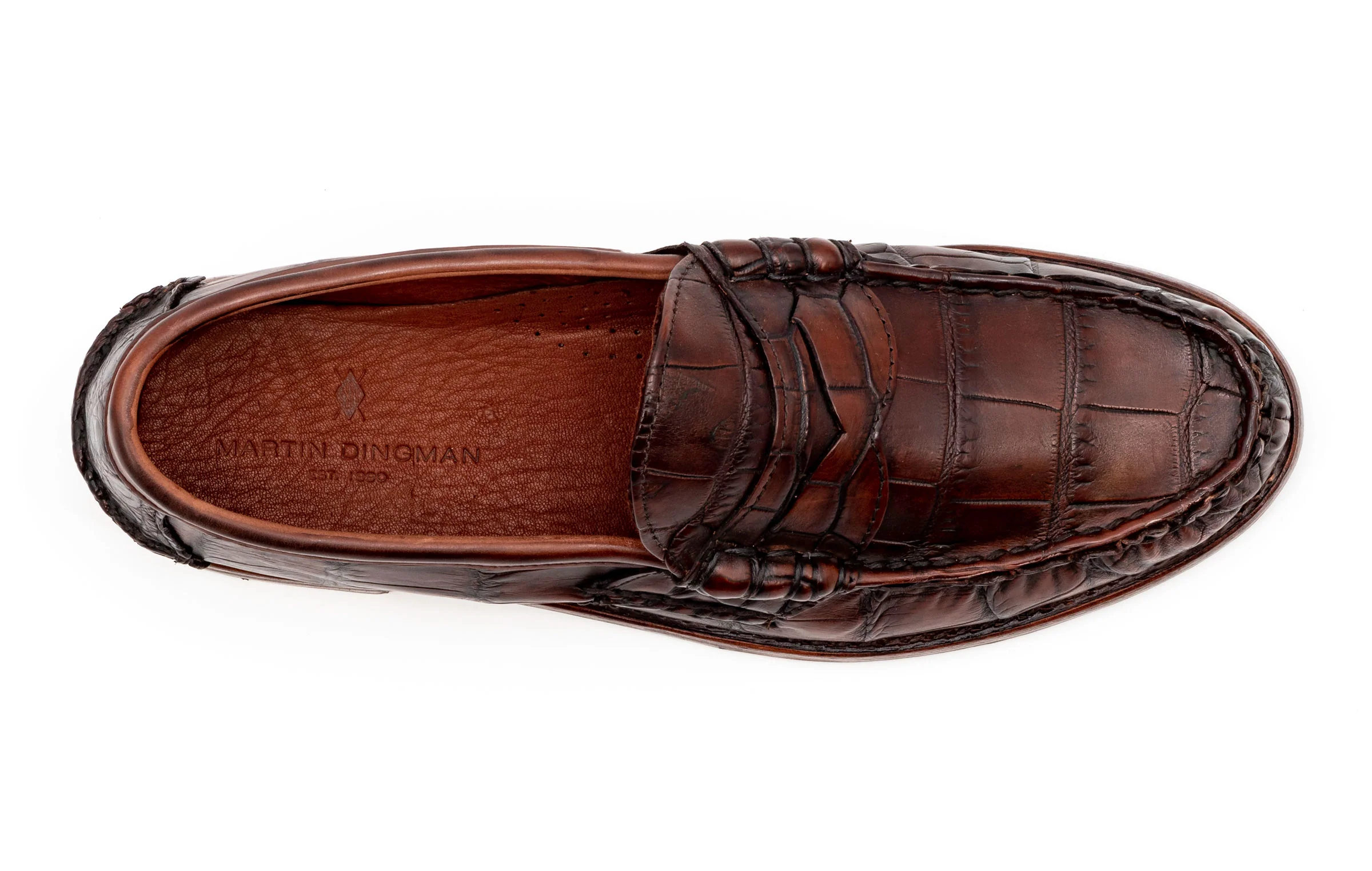 Jacob American Alligator Penny Loafers - Antique Chestnut - Image 4