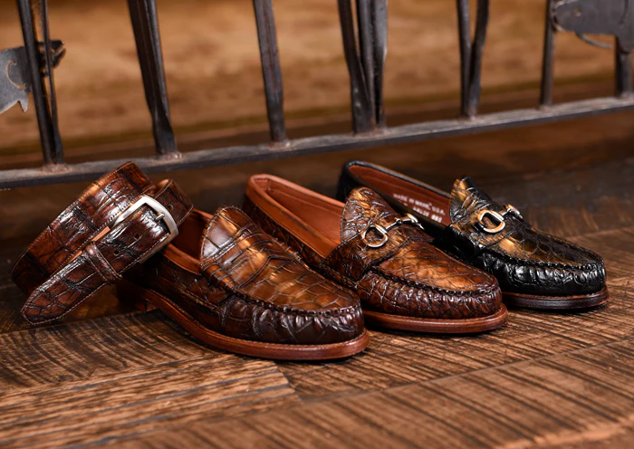 Jacob American Alligator Penny Loafers - Antique Chestnut - Image 8
