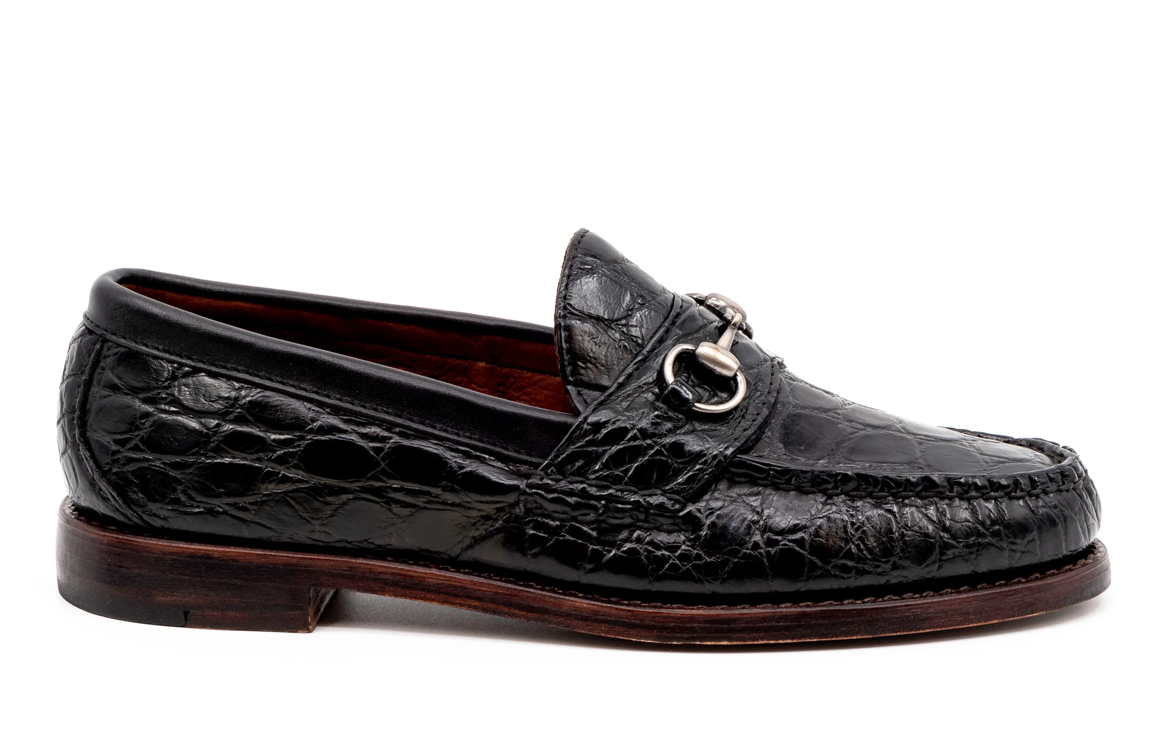 Jacob American Alligator Horse Bit Loafers - Black - Image 3