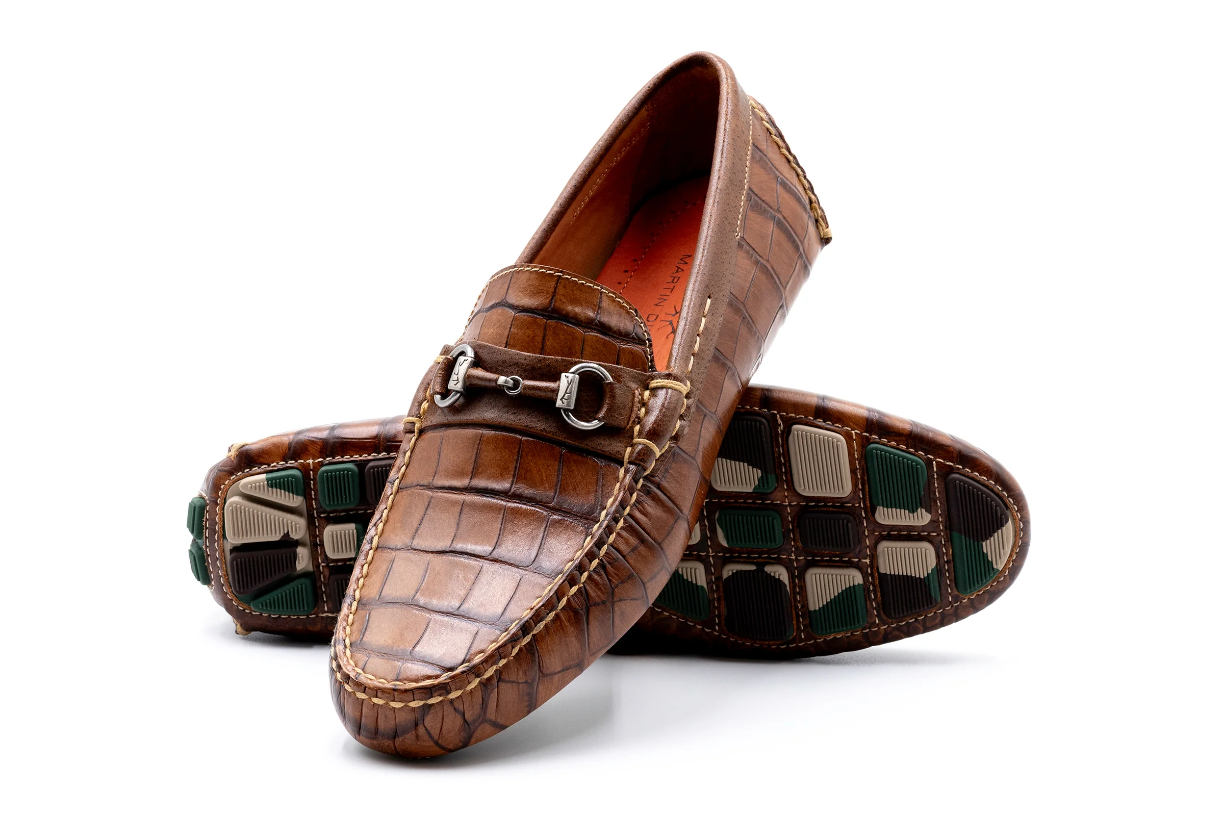 Monte Carlo Alligator Grain Horse Bit Driving Loafers - Chestnut - Image 3