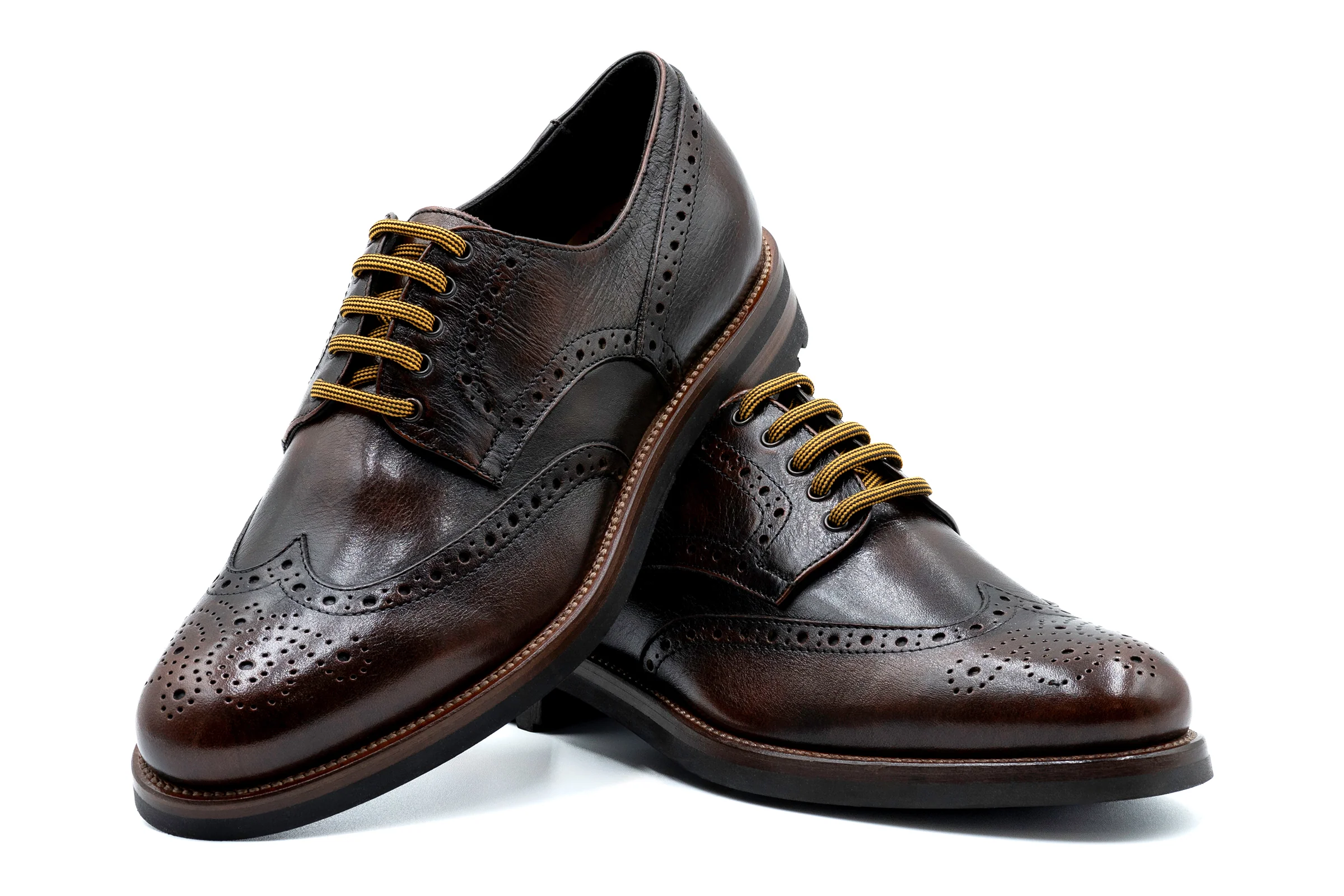 Napoli Italian Saddle Leather Wingtip - Blackened Chestnut - Image 4