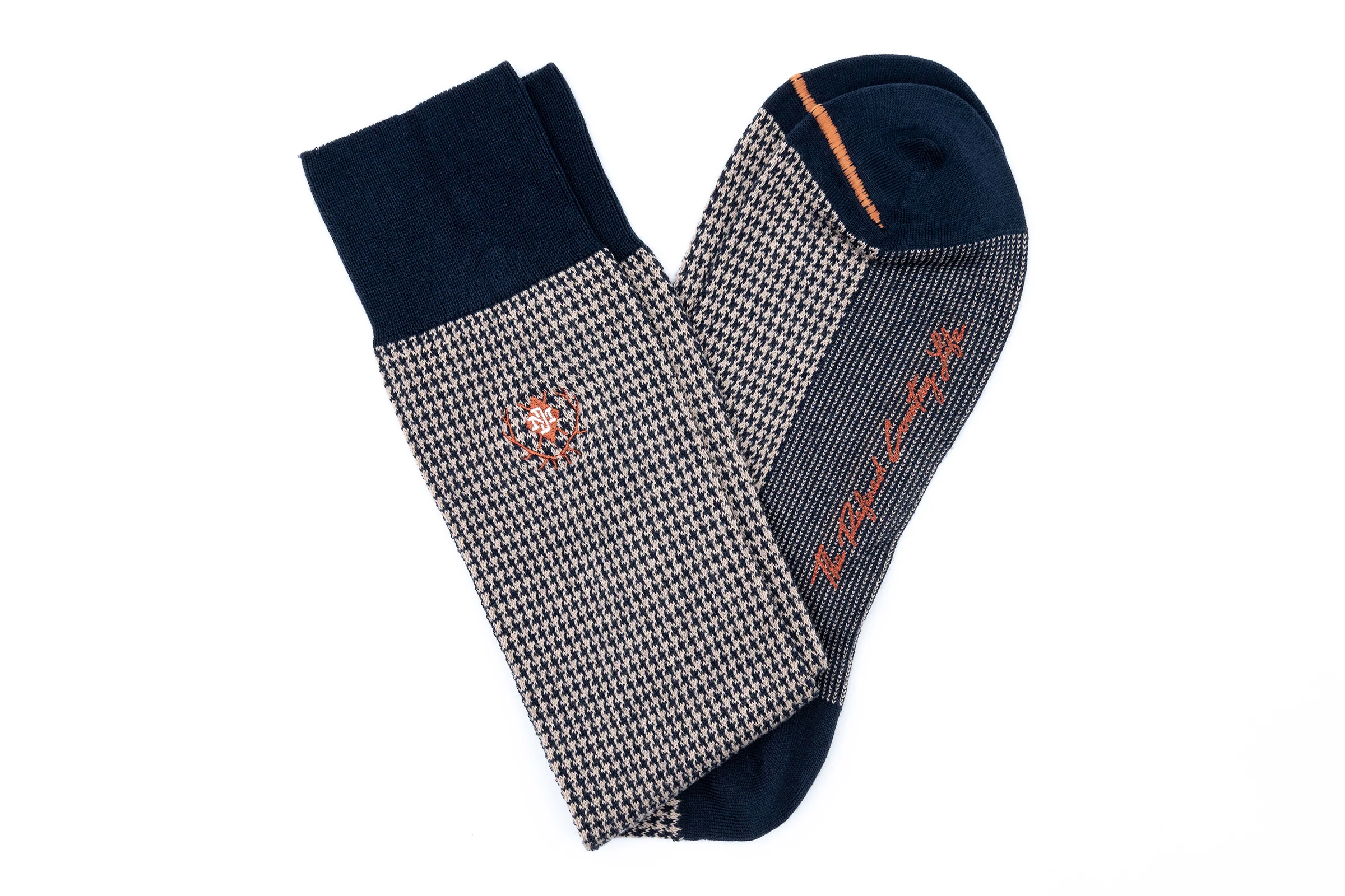 Puppy Tooth Peruvian Pima Cotton Socks - Navy - Image 3