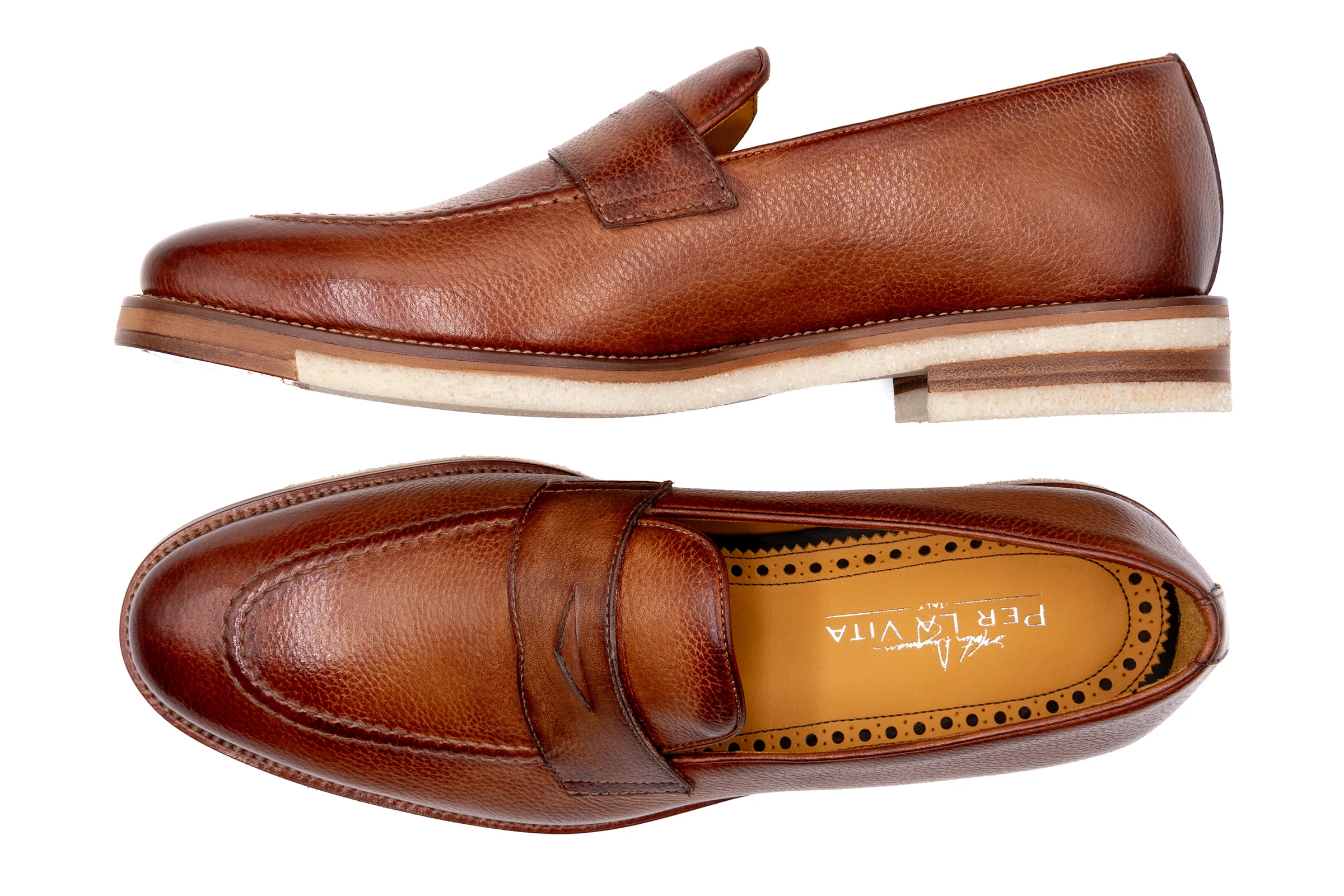 Tuscan Italian Saddle Leather Penny Loafers - Sienna - Image 6