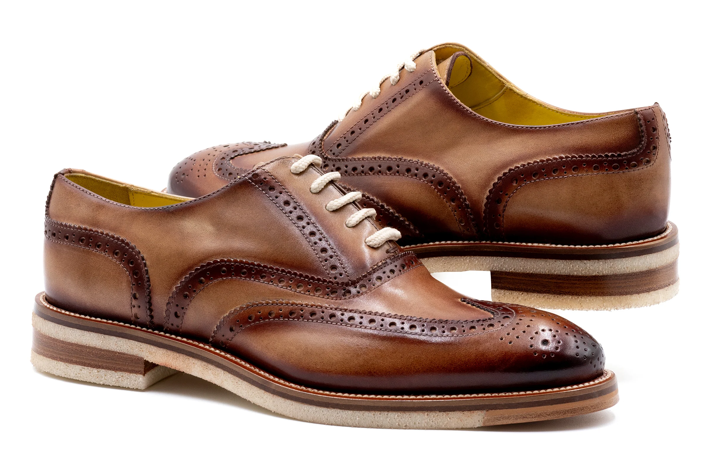 Tuscan Italian Saddle Leather Wingtip - Biscotti - Image 3