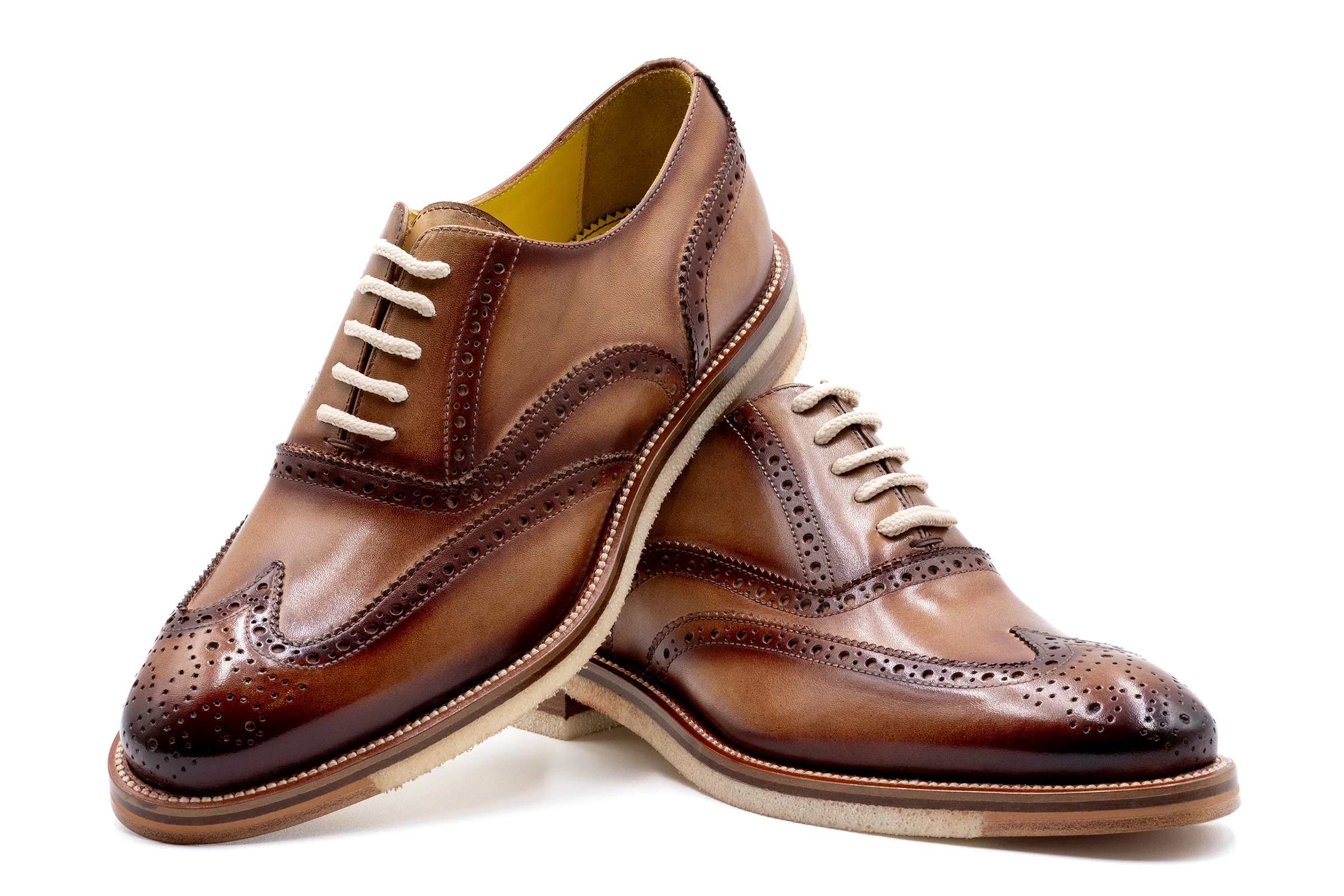 Tuscan Italian Saddle Leather Wingtip - Biscotti - Image 4
