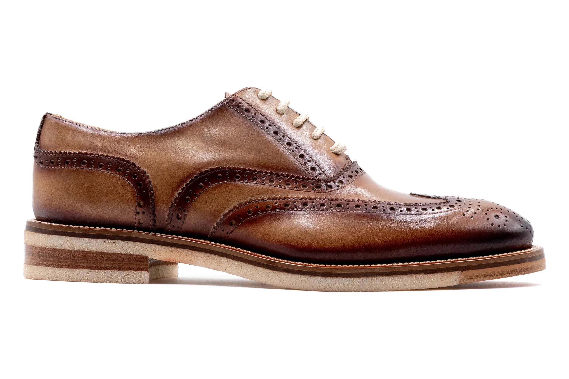 Tuscan Italian Saddle Leather Wingtip - Biscotti - Image 5