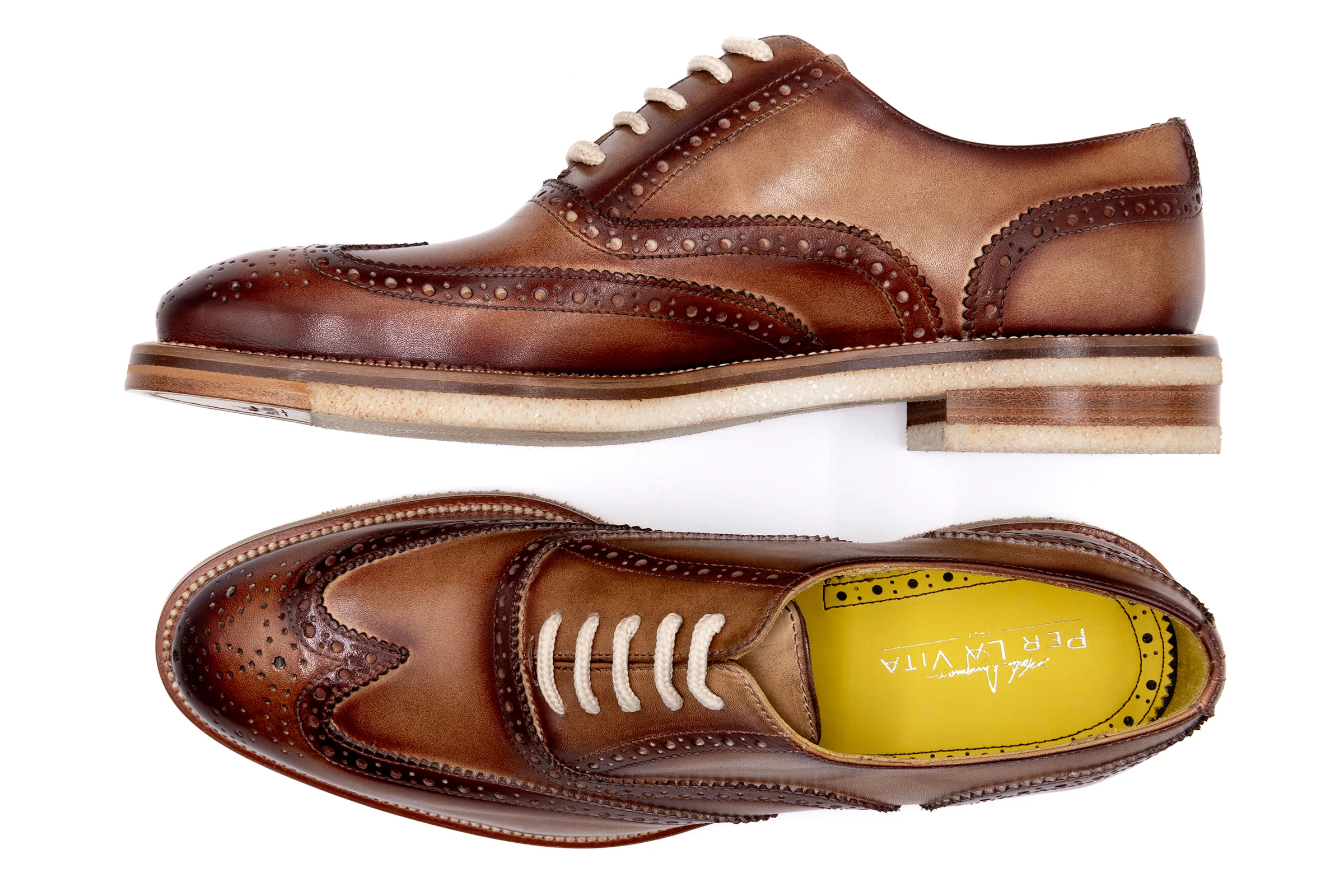 Tuscan Italian Saddle Leather Wingtip - Biscotti - Image 6