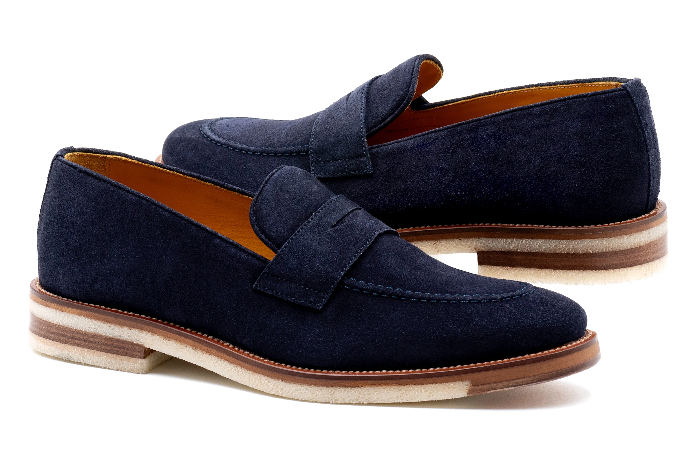 Tuscan Italian Suede Penny Loafers - Marinho - Image 3