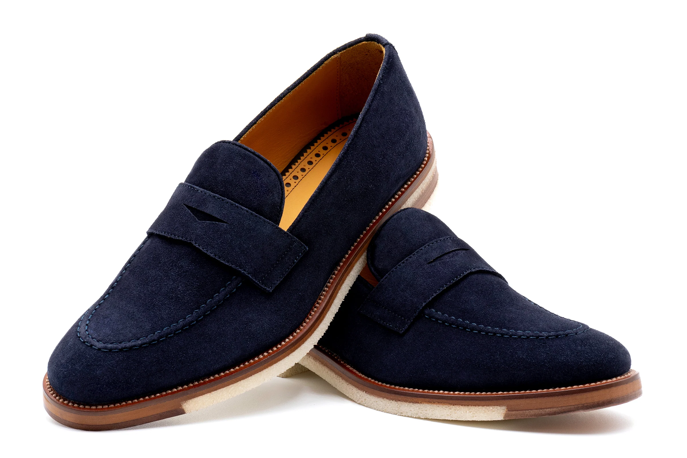 Tuscan Italian Suede Penny Loafers - Marinho - Image 4
