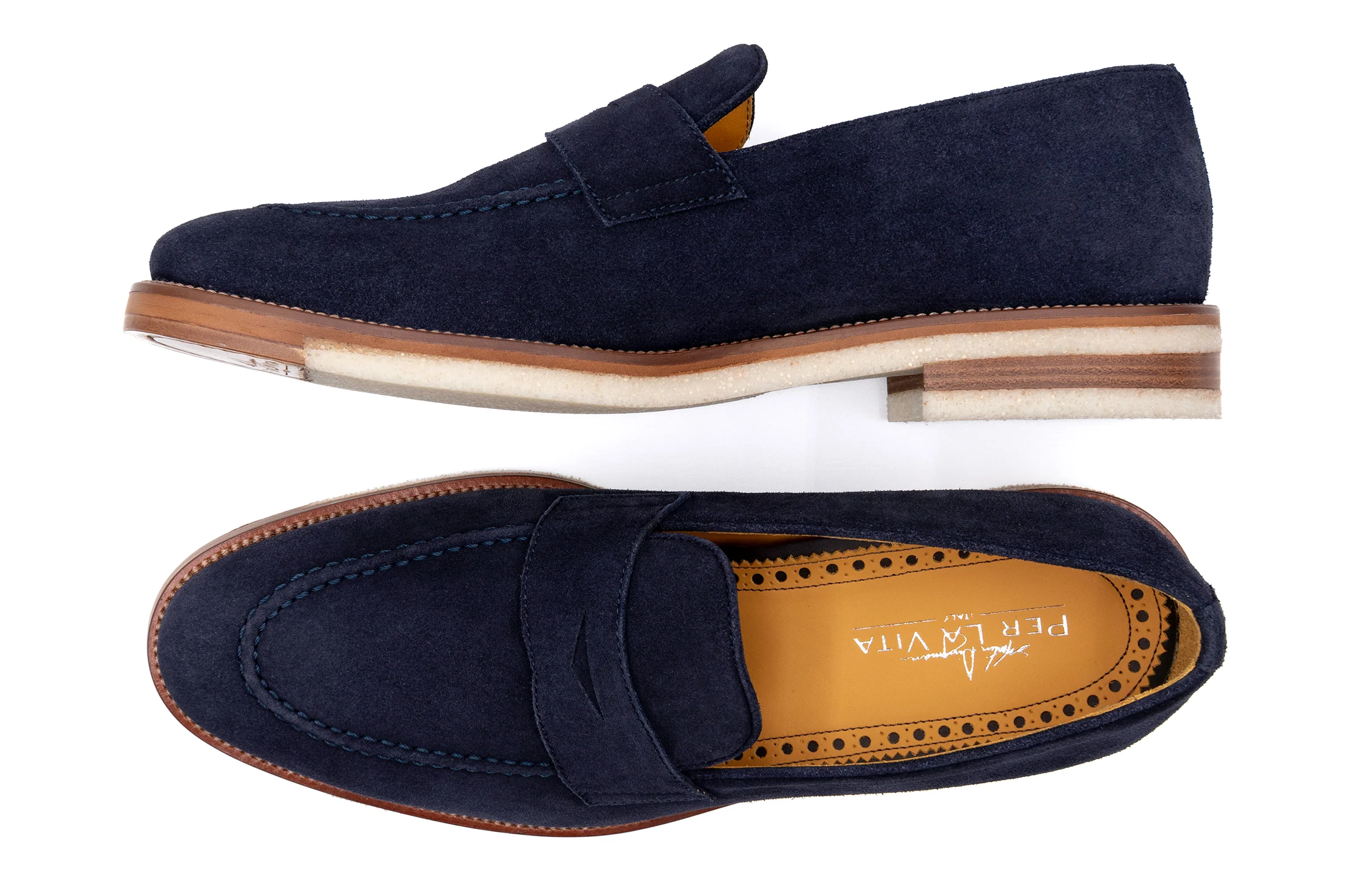 Tuscan Italian Suede Penny Loafers - Marinho - Image 6