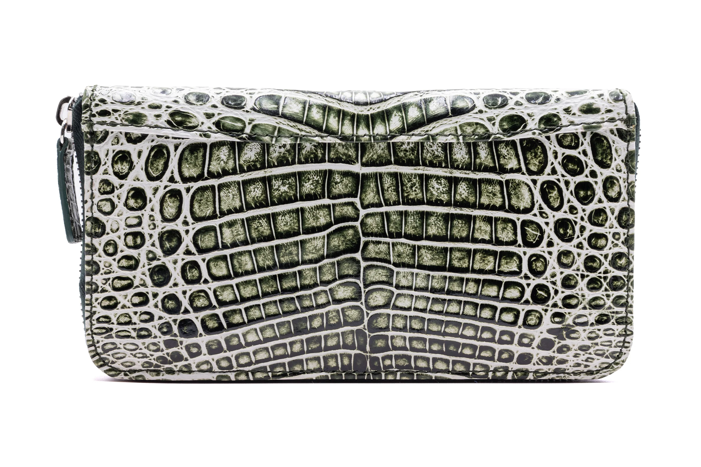 Victoria Genuine Crocodile Women's Wallet - Green/White - Image 3