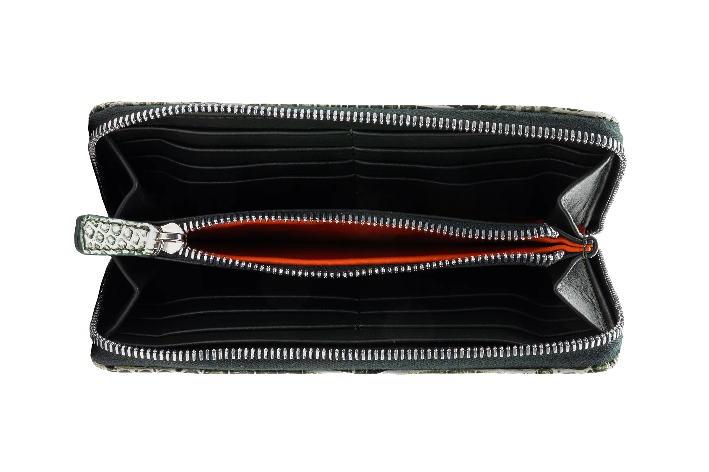 Victoria Genuine Crocodile Women's Wallet - Green/White - Image 4